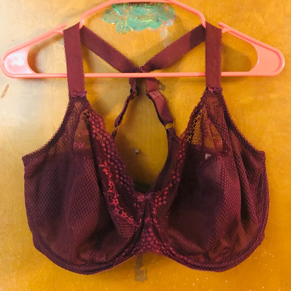 Elomi “Charley” bra. Wine color.  38J (US), 38GG (UK)